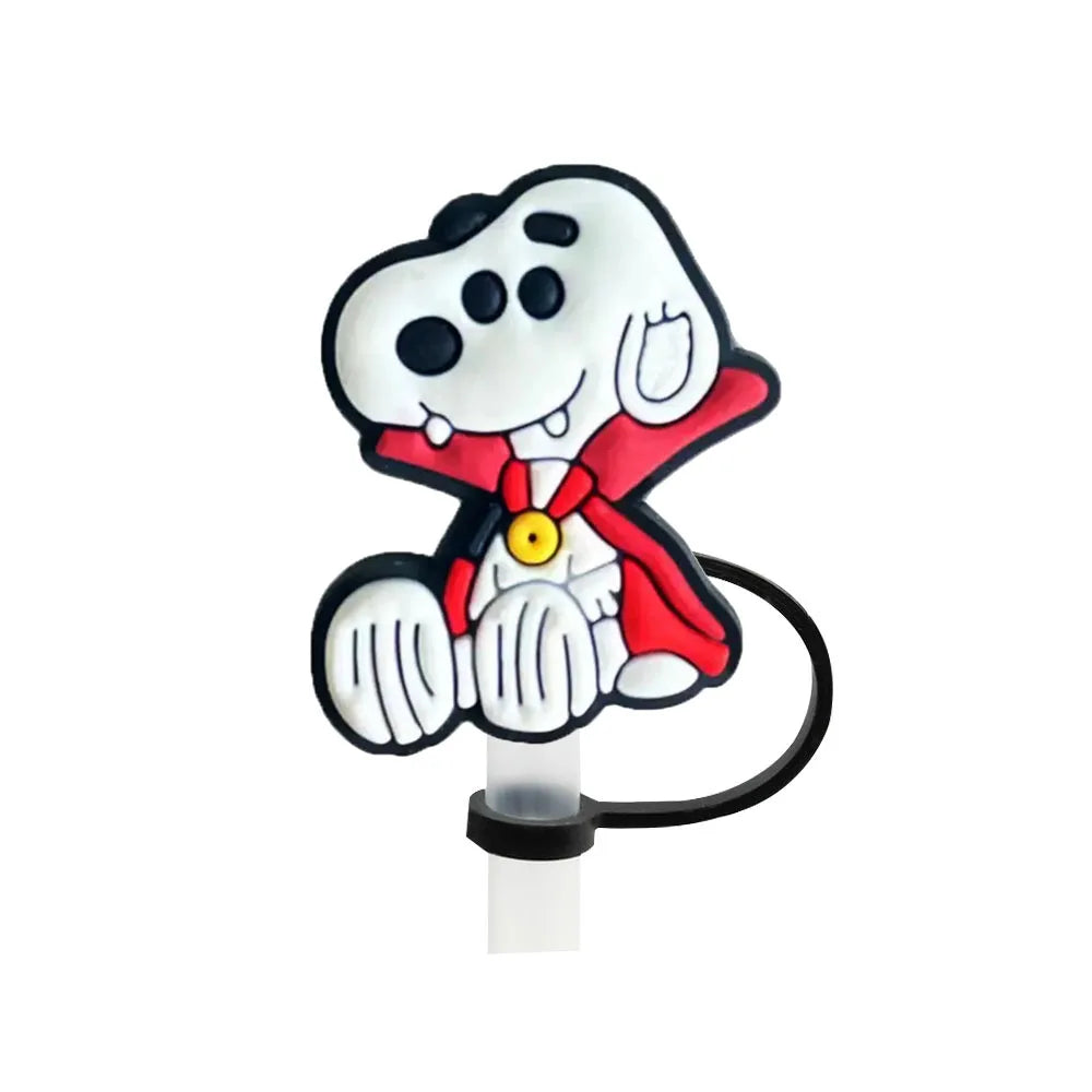 1-12PCS Cute  Snoopy Straw Cover Cap with 30&40Oz Cup10Mm Straw Toppers Reusable Dust-Proof Straw Caps Cartoon Drink Stra