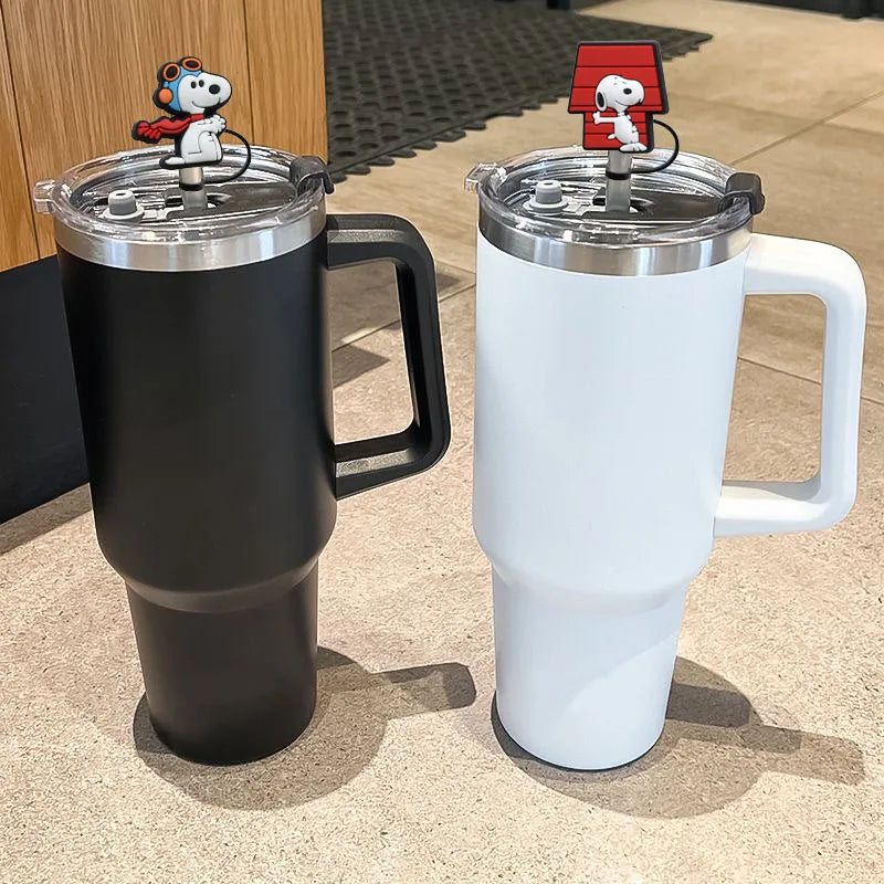 1-12PCS Cute  Snoopy Straw Cover Cap with 30&40Oz Cup10Mm Straw Toppers Reusable Dust-Proof Straw Caps Cartoon Drink Stra
